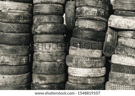 old used tires. junkyard. recycling.