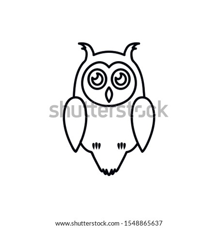 Vector owl. Cute owl cartoon character made in line art style. Black simple vector icon. Symbol, logo illustration. Pixel perfect