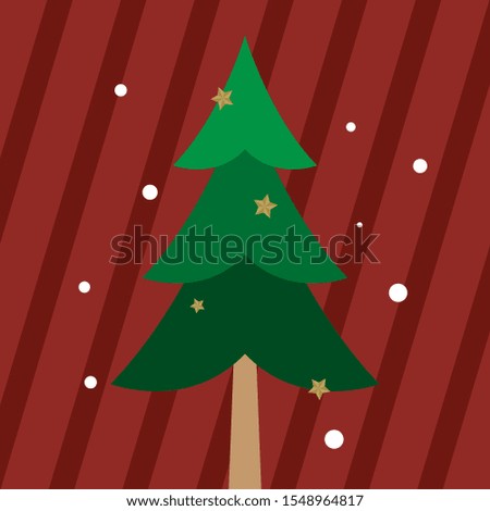Merry Christmas, Christmas flat design, Christmas trees, Candy, Happy box, Red background, Vector illustration