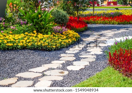 The path in the beautiful garden Royalty-Free Stock Photo #1549048934