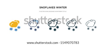 snoflakes winter cloud icon in different style vector illustration. two colored and black snoflakes winter cloud vector icons designed in filled, outline, line and stroke style can be used for web,