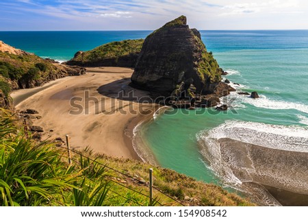 Piha Beach on the West Coast of the North Island, Auckland, New Zealand Royalty-Free Stock Photo #154908542