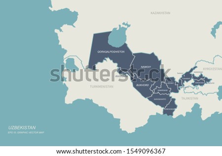 uzbekistan map. central asia countries map. eurasia country.