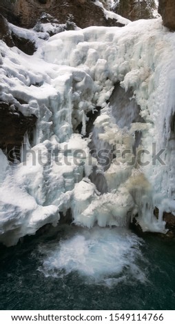 Picture of a frozen waterfall. Located in Banff National Park, Canada.
