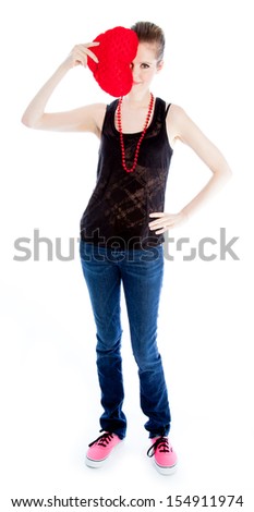 Attractive caucasian woman wearing casual clothes in her 30 isolated on a white background