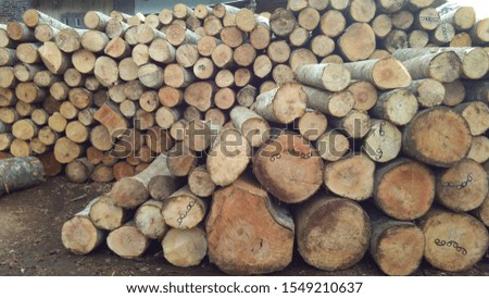 A pile of wood in the storage cabin of peasant agriculture