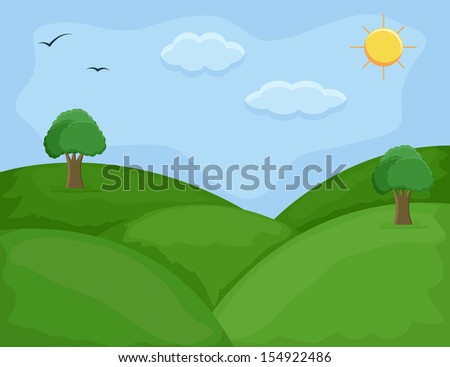 green hills - Cartoon Background Vector