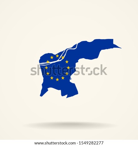 Map Aarau (Switzerland) in European Union (EU)  flag colors, editable vector. 