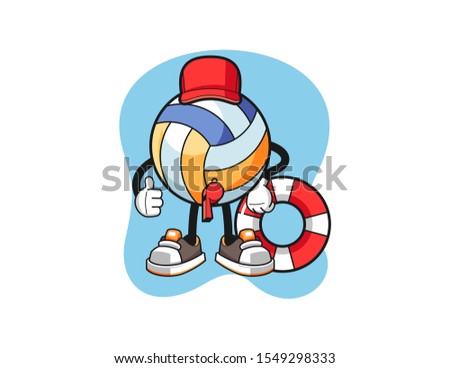 Volleyball beach lifeguard cartoon. Mascot Character vector.