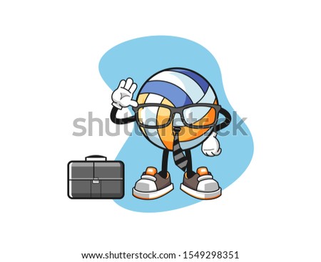 Volleyball businessman cartoon. Mascot Character vector.