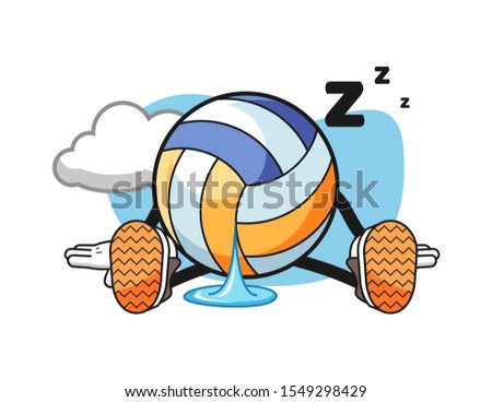 Volleyball sleep cartoon. Mascot Character vector.