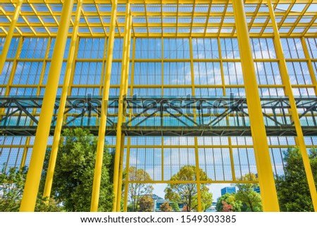 Structure of steel for building construction on sky background.