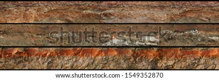 layered soil geology cross section underground earth, cutaway earth ground terrain surface Royalty-Free Stock Photo #1549352870