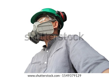 Chemical protective mask located in a white background.