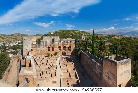 Alhambra palace at Granada Spain - architecture and nature background