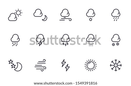 Weather icons set outline style