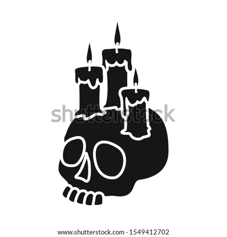 Vector illustration of skull and candle icon. Graphic of skull and skeleton vector icon for stock.