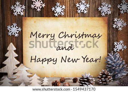 Old Paper With Christmas Decoration, Merry Christmas And Happy New Year