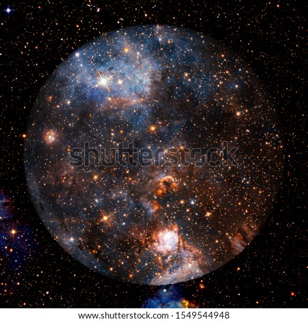 Fantastic view of moon. Solar system. Billions of galaxies in the universe. Elements of this image furnished by NASA Royalty-Free Stock Photo #1549544948