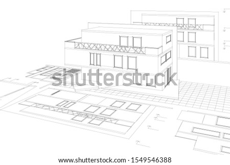 house sketch concept 3d illustration