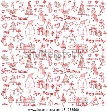 Assorted doodle Christmas icons seamless background