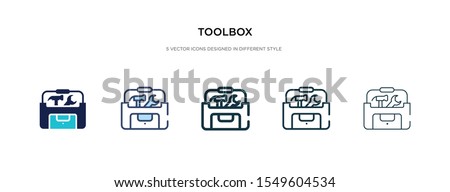 toolbox icon in different style vector illustration. two colored and black toolbox vector icons designed in filled, outline, line and stroke style can be used for web, mobile, ui Royalty-Free Stock Photo #1549604534