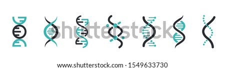DNA Icons set. DNA Structure molecule icon. Vector molecule. Chromosome icon Royalty-Free Stock Photo #1549633730