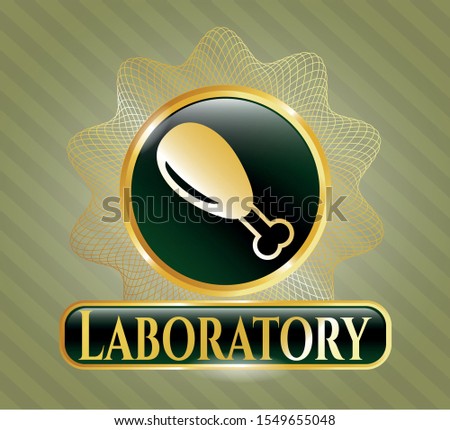  Gold emblem with chicken leg icon and Laboratory text inside