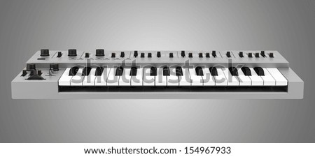 gray synthesizer isolated on gray background