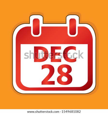 December 28 Calendar day vector design