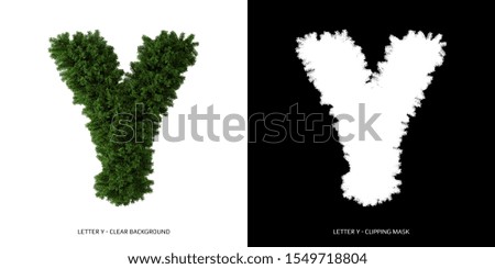 Letter Y uppercase of leaves. Alphabet plants. 3D Illustration.