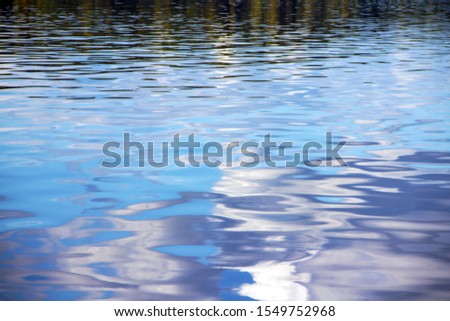 Reflection of the landscape on a smooth lake surface