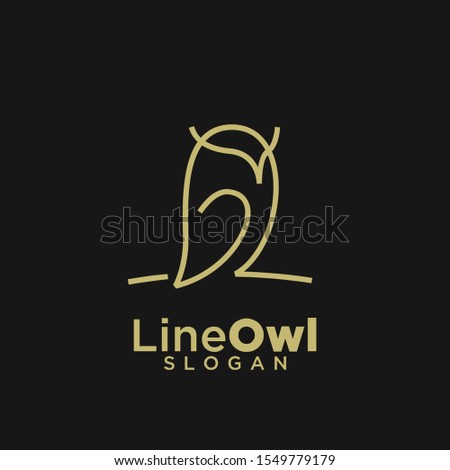 owl line gold logo icon design vector illustration