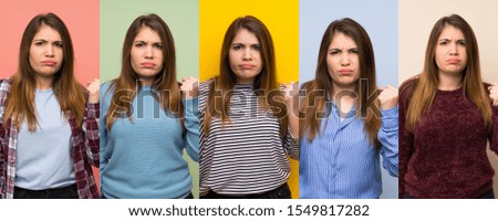 Set of woman with angry gesture