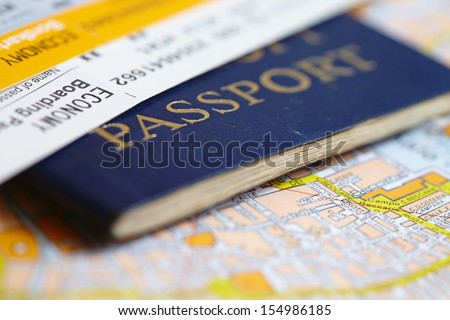 Passport on map Royalty-Free Stock Photo #154986185