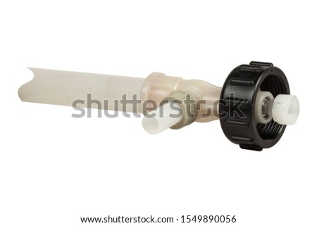 Industrial barrel pump pipe isolated on white background