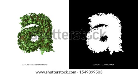 Letter a lowercase with tree shape with leaves. 3D Illustration.