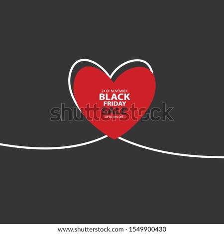 Black Friday Sale with glitch Heart in continuous drawing lines in a flat style in continuous drawing lines. The work of flat design. Symbol of love and tenderness