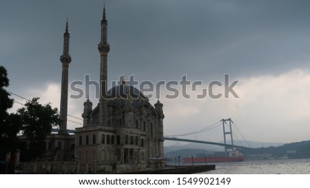 Istanbul ortaköy mosque and its surrounding fountains and Istanbul bridge