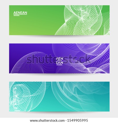 Abstract banner templates with curvy lines on bright gradient. Wavy blended simple background. Minimal modern design for marketing technology