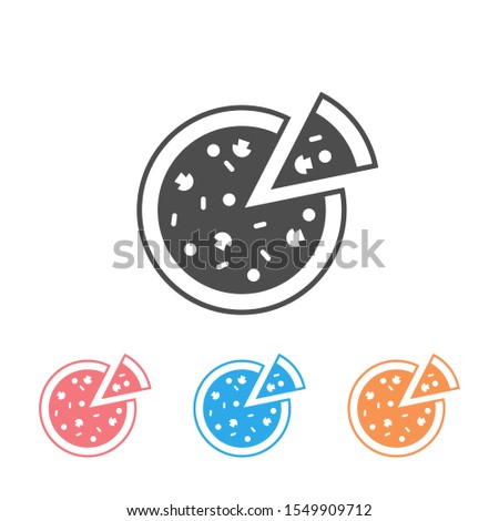 Pizza with mushroom icon set modern vector style