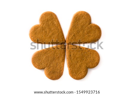 Flower made with heart cookies isolated on white background. Valentine's Day and Mother's Day concept.