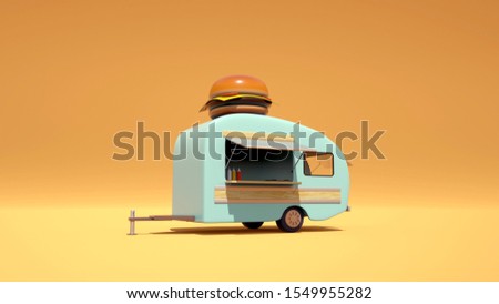 Vintage Food truck 3D Illustration 