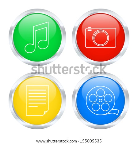 Set of multimedia buttons. Vector illustration.