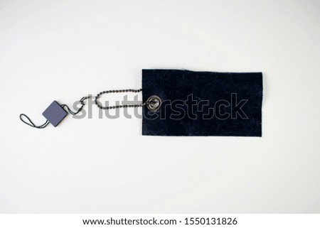 black hollow fabric label on white background