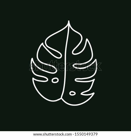 monstera leaf doodle icon, vector illustration