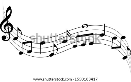 Music notes wave, vector illustration. Royalty-Free Stock Photo #1550183417