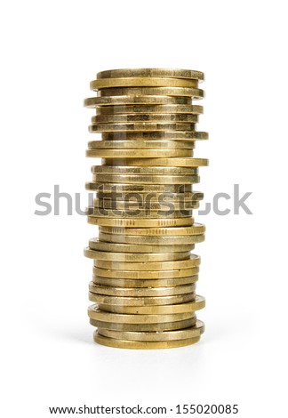 stack  coins  isolated on white 