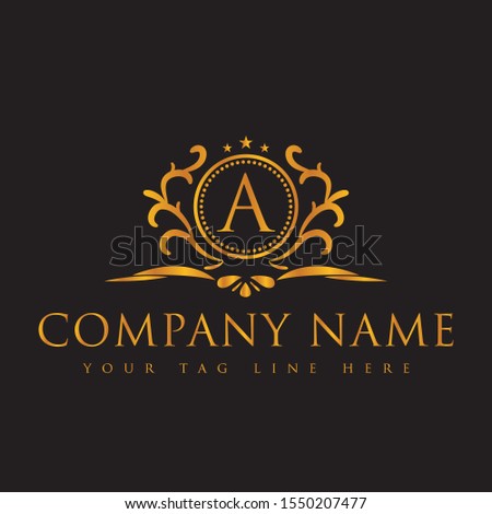 Golden Color Luxury A Letter Logo design.this is high resolution,creative and unique company logo.you can use this logo for your company and website.this is print ready logo.