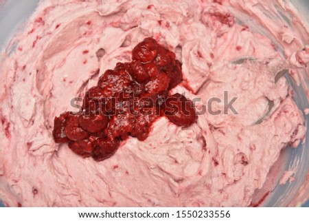 strawberry cream with raspberries ,